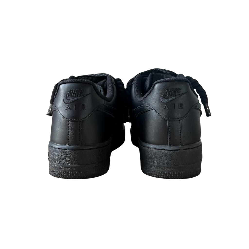 Nike Air Force 1 Black Lanvin Rope Lace Pure Black Hátulnézet
