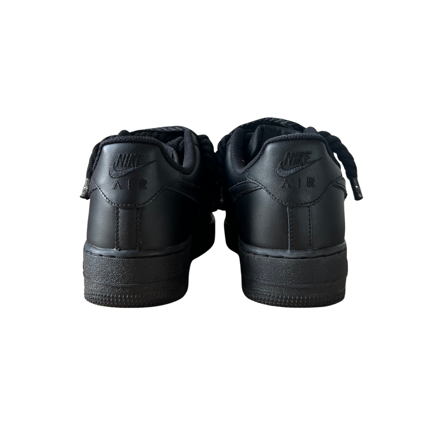 Nike Air Force 1 Black Lanvin Rope Lace Pure Black Hátulnézet