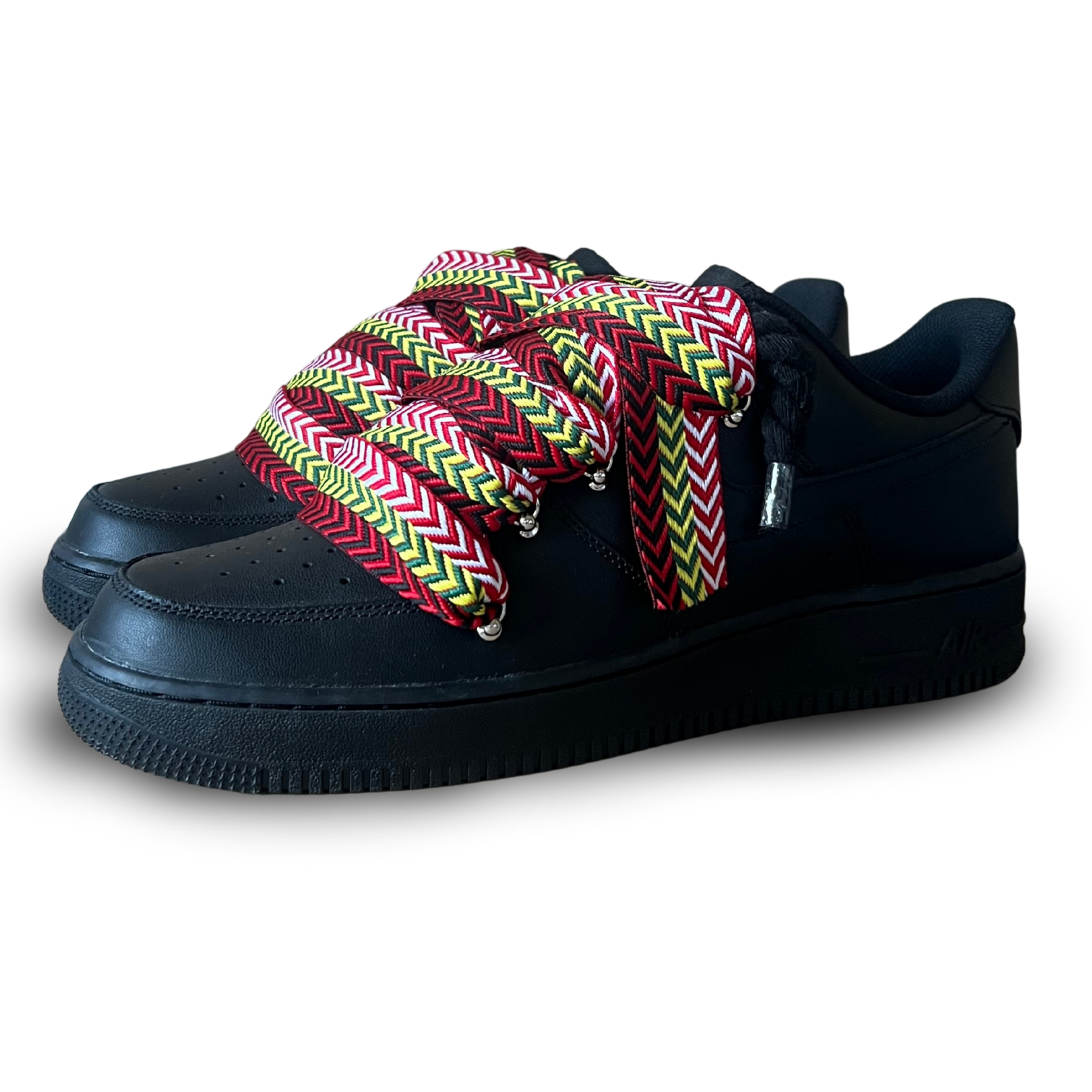 Nike Air Force 1 Black Lanvin Rope Lace Red Yellow Csanadsoles