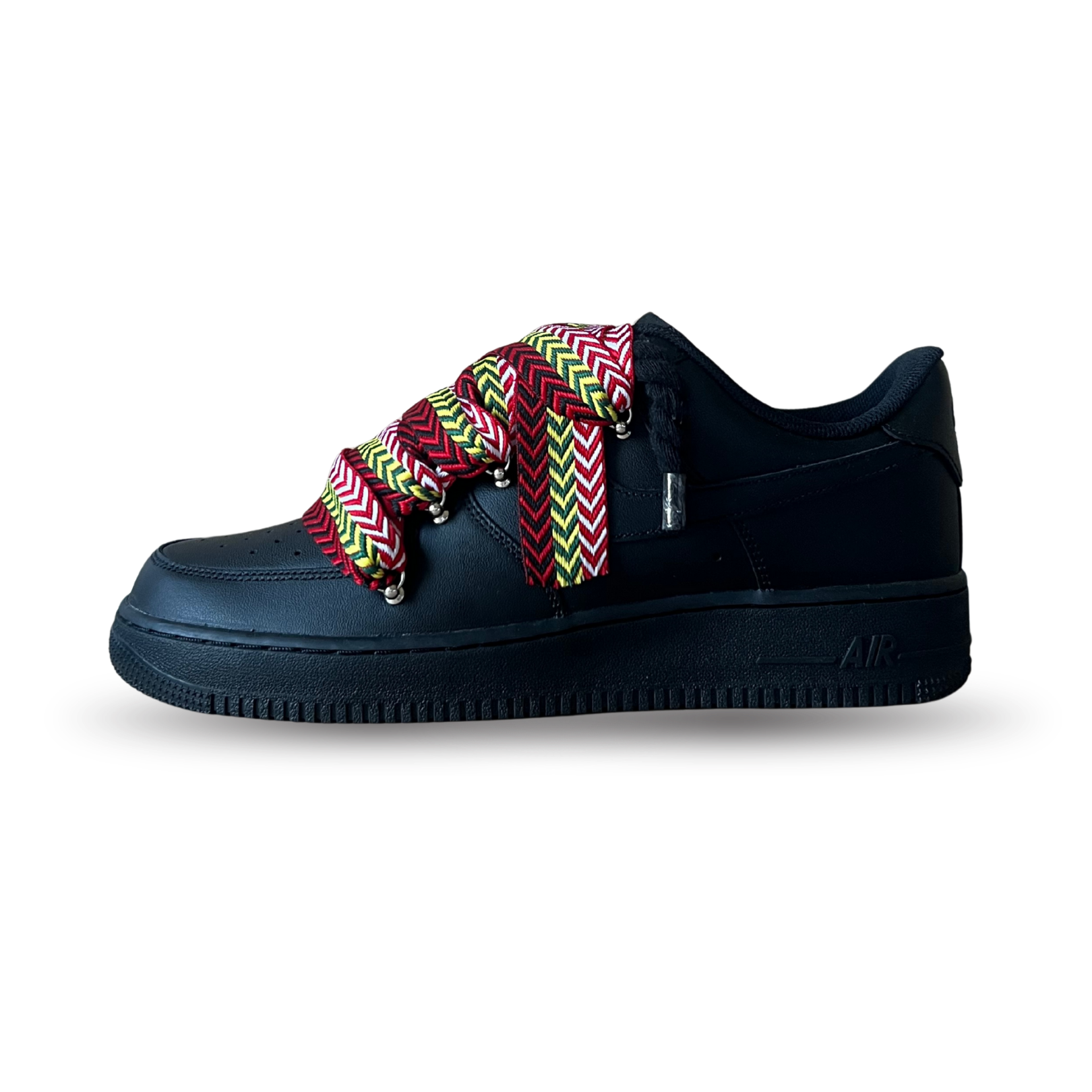 Nike Air Force 1 Black Lanvin Rope Lace Red Yellow Oldalnézet