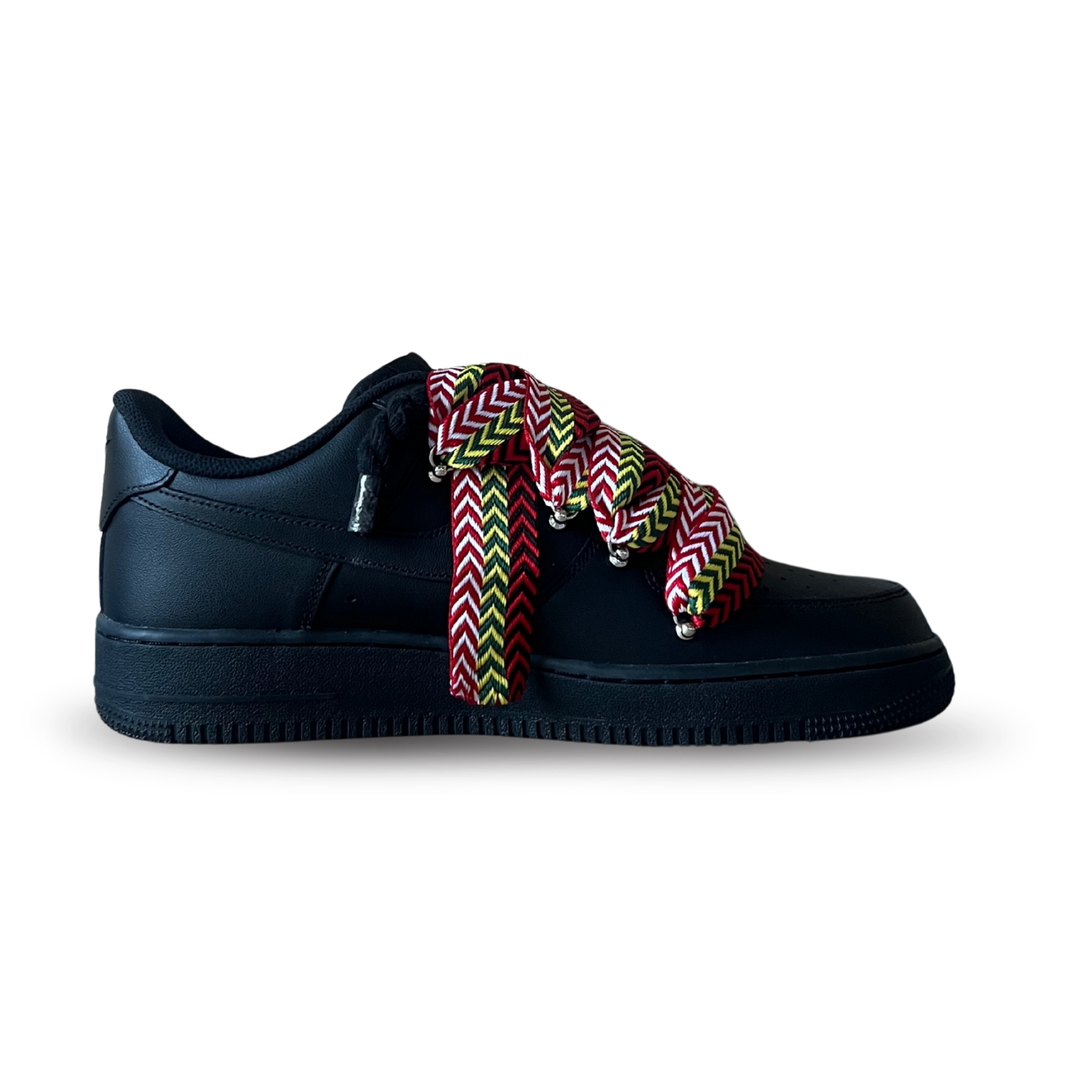 Nike Air Force 1 Black Lanvin Rope Lace Red Yellow Belső oldalnézet