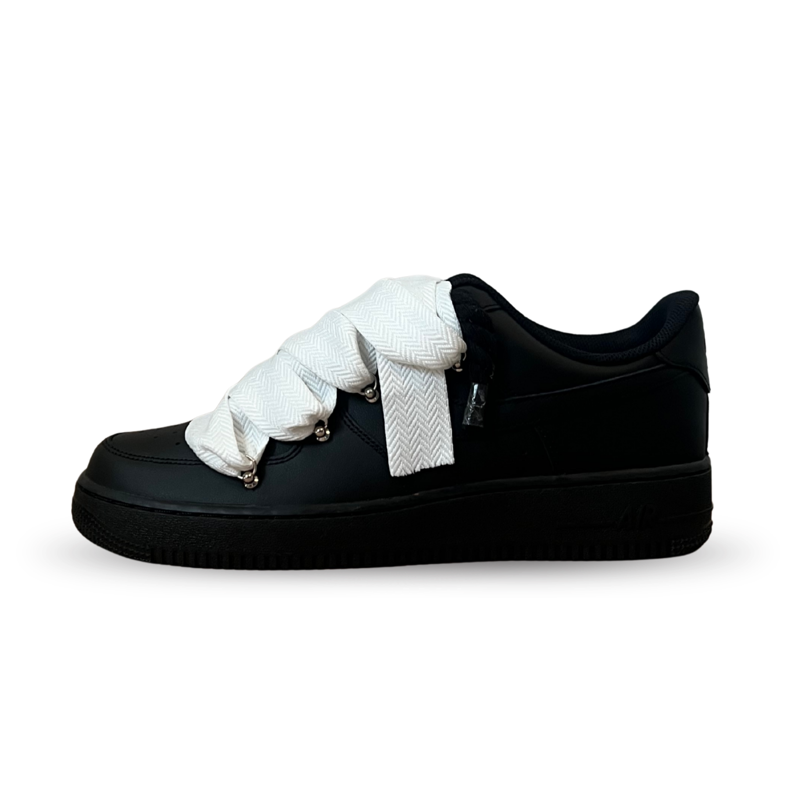 Nike Air Force 1 Black Lanvin Rope Lace White Oldalnézet