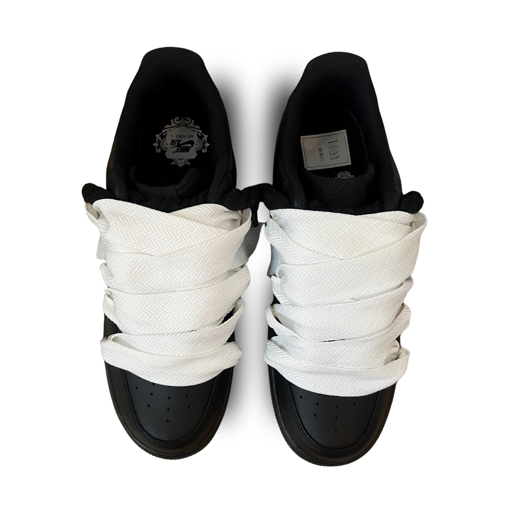 Nike Air Force 1 Black Lanvin Rope Lace White Felülnézet