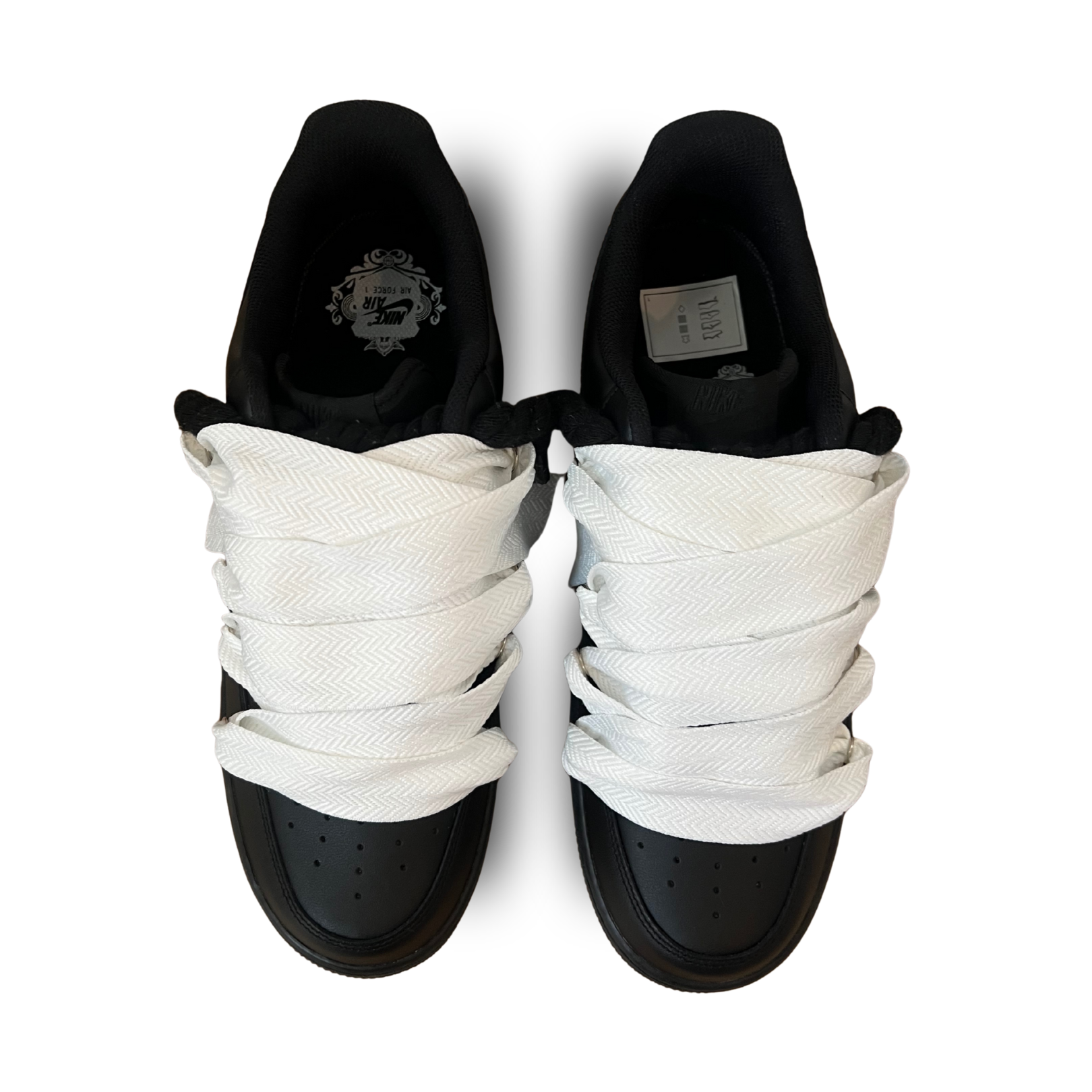 Nike Air Force 1 Black Lanvin Rope Lace White Felülnézet