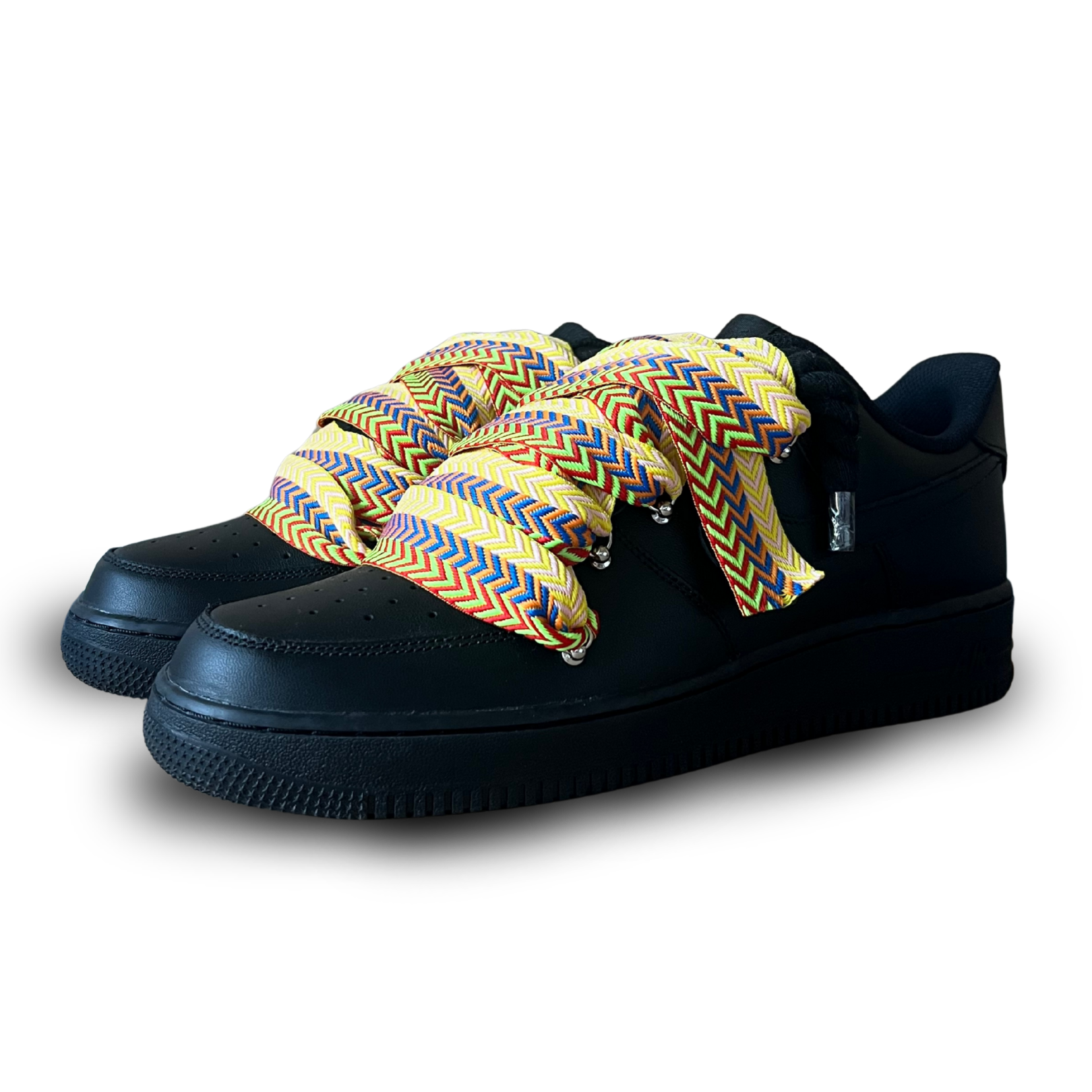 Nike Air Force 1 Black Lanvin Rope Lace Yellow Blue Csanadsoles