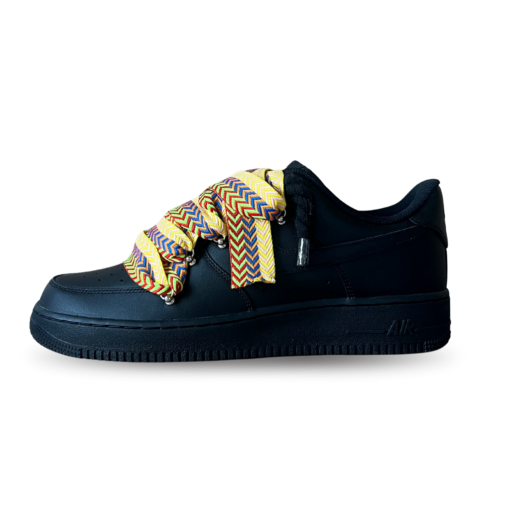 Nike Air Force 1 Black Lanvin Rope Lace Yellow Blue Oldalnézet