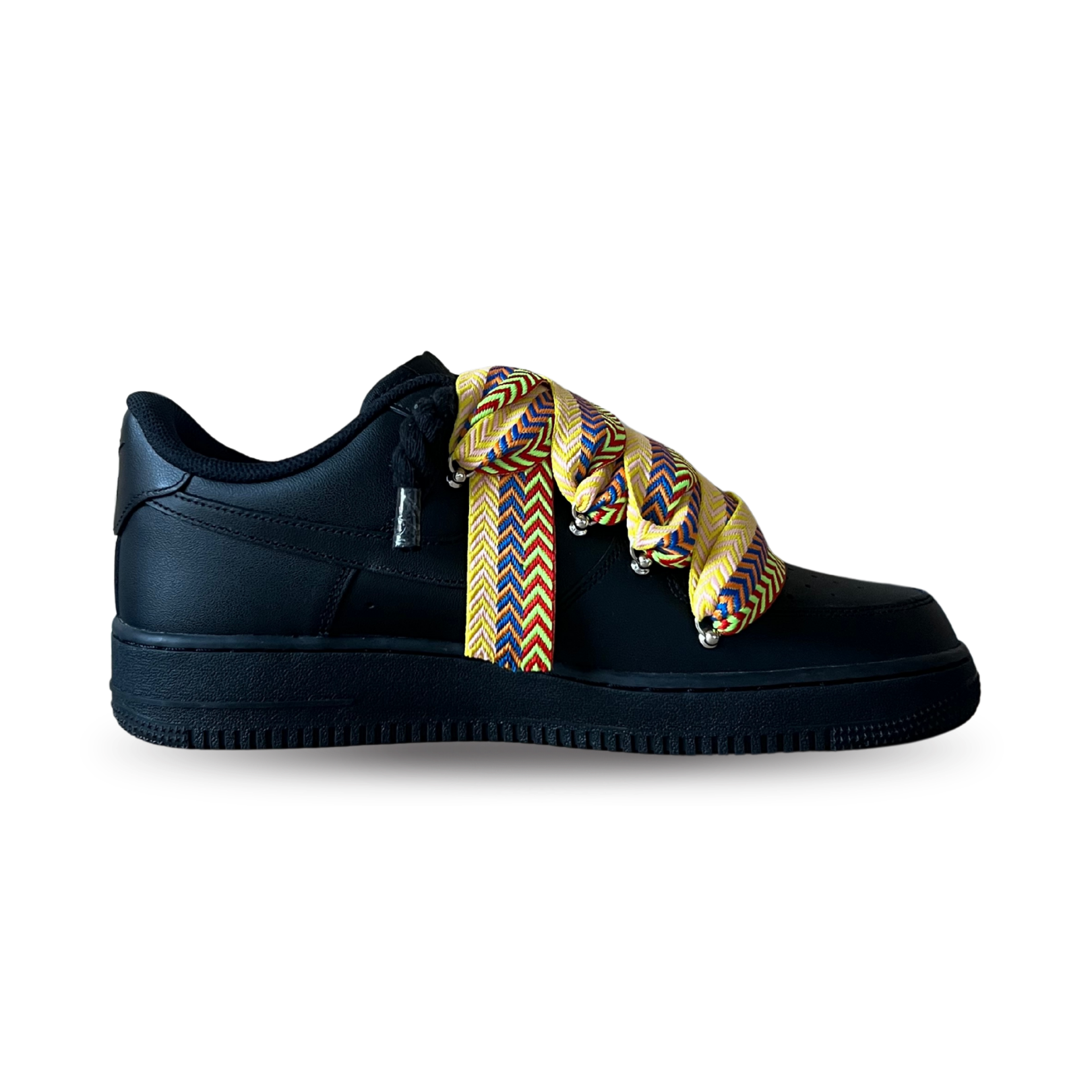 Nike Air Force 1 Black Lanvin Rope Lace Yellow Blue Belső oldalnézet