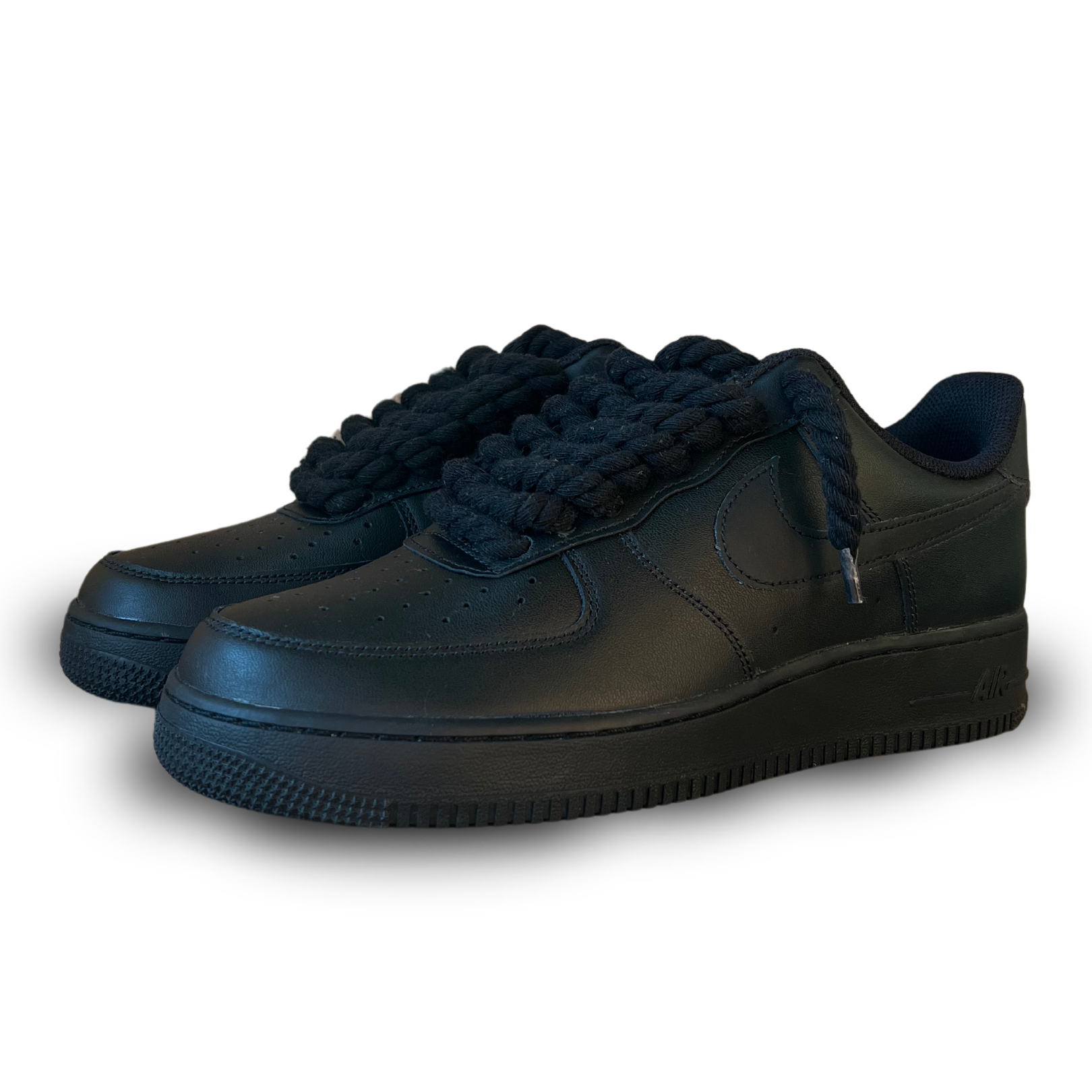 Nike Air Force 1 Black Rope Lace Black Csanadsoles