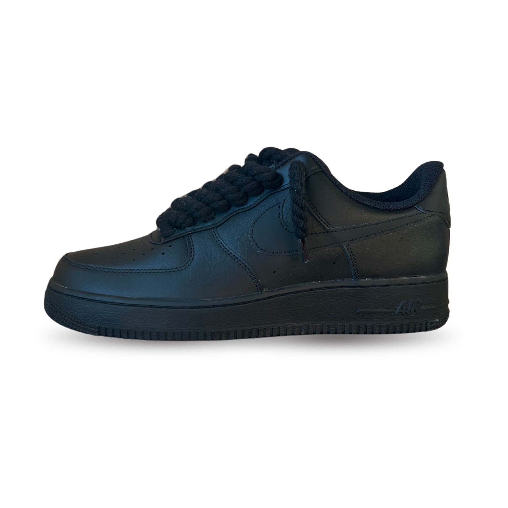 Nike Air Force 1 Black Rope Lace Black Oldalnézet
