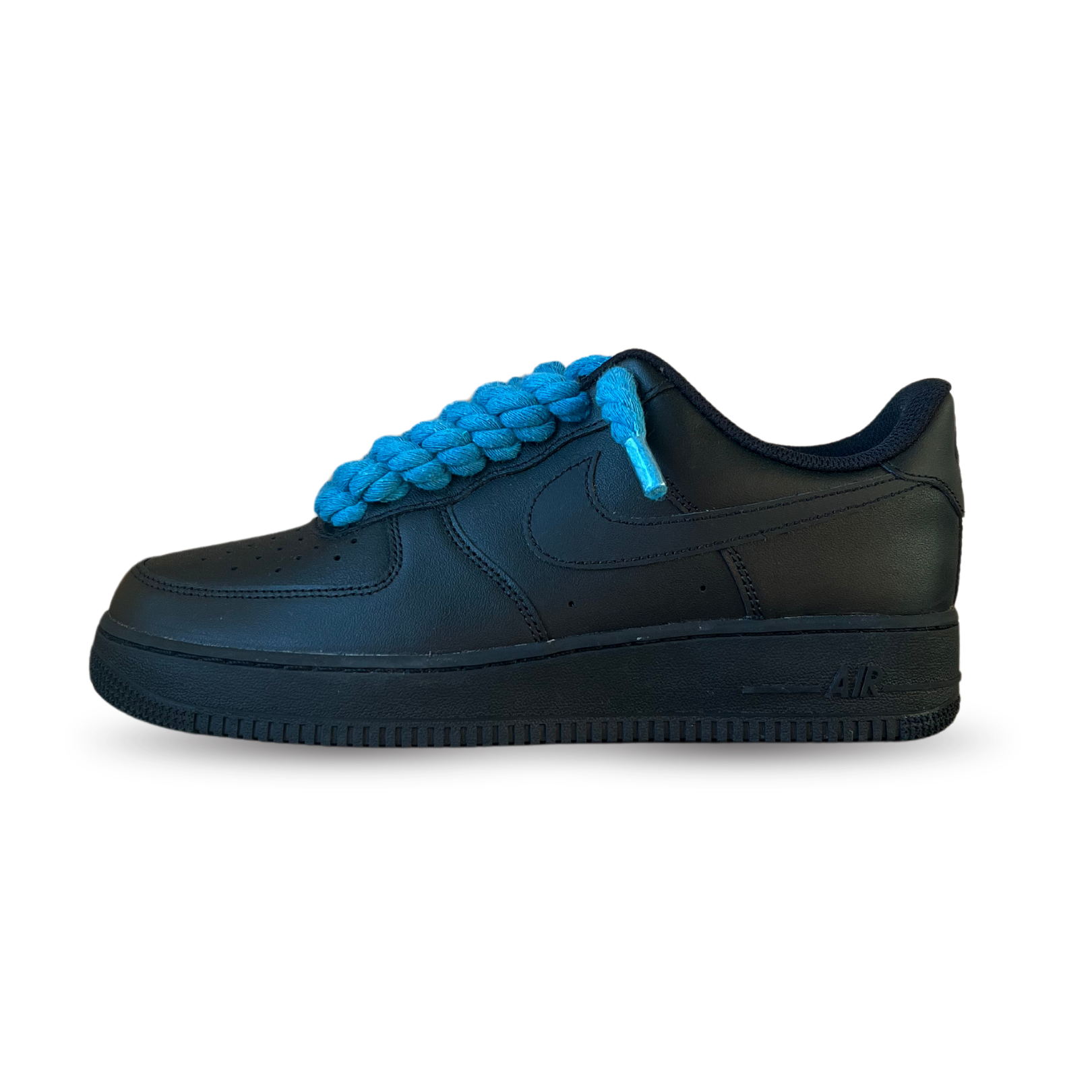 Nike Air Force 1 Black Rope Lace Blue Oldalnézet