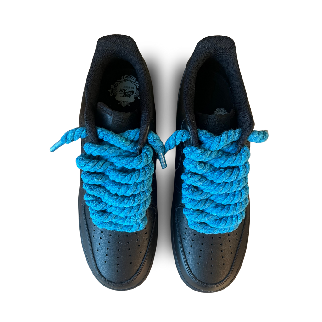 Nike Air Force 1 Black Rope Lace Blue Felülnézet