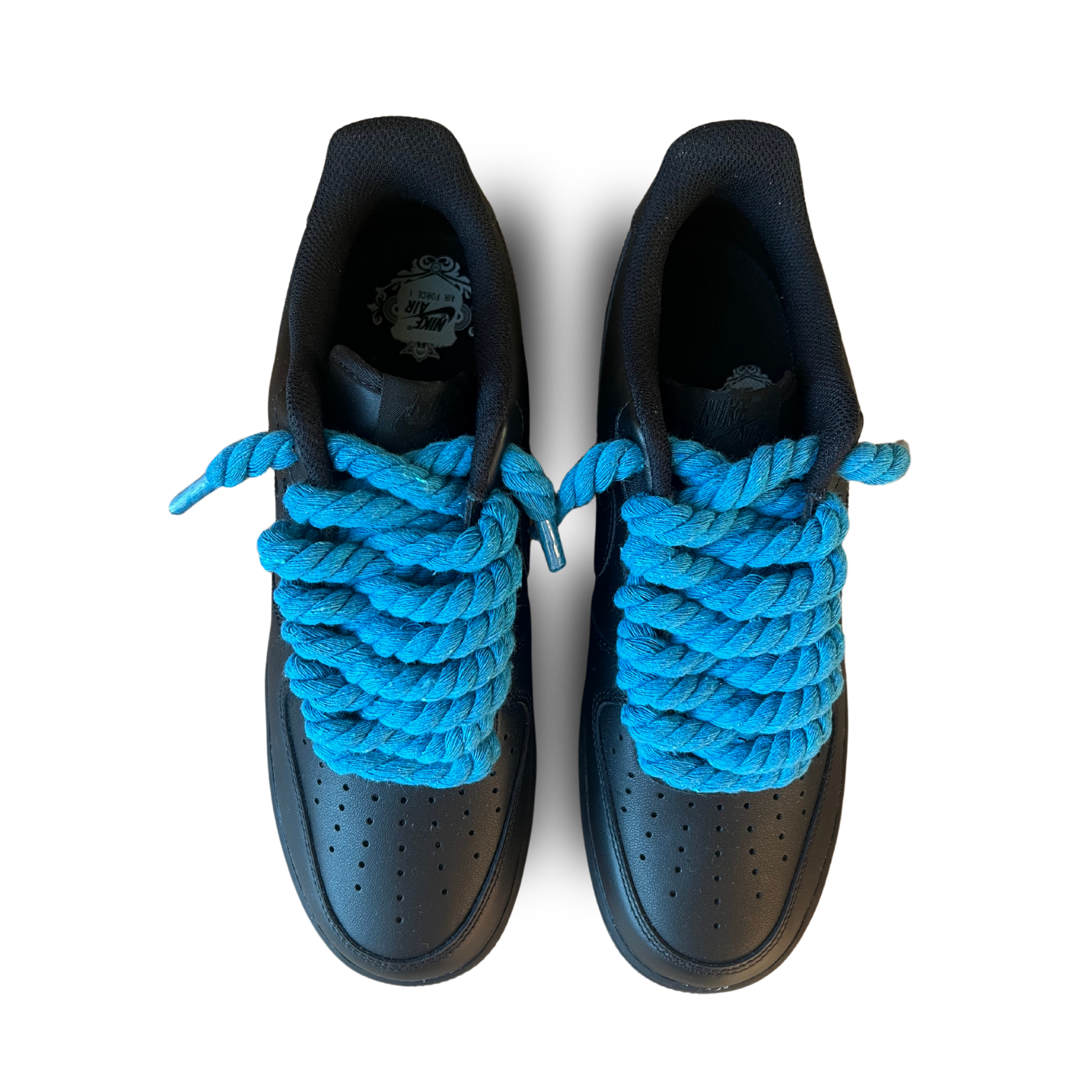 Nike Air Force 1 Black Rope Lace Blue Felülnézet