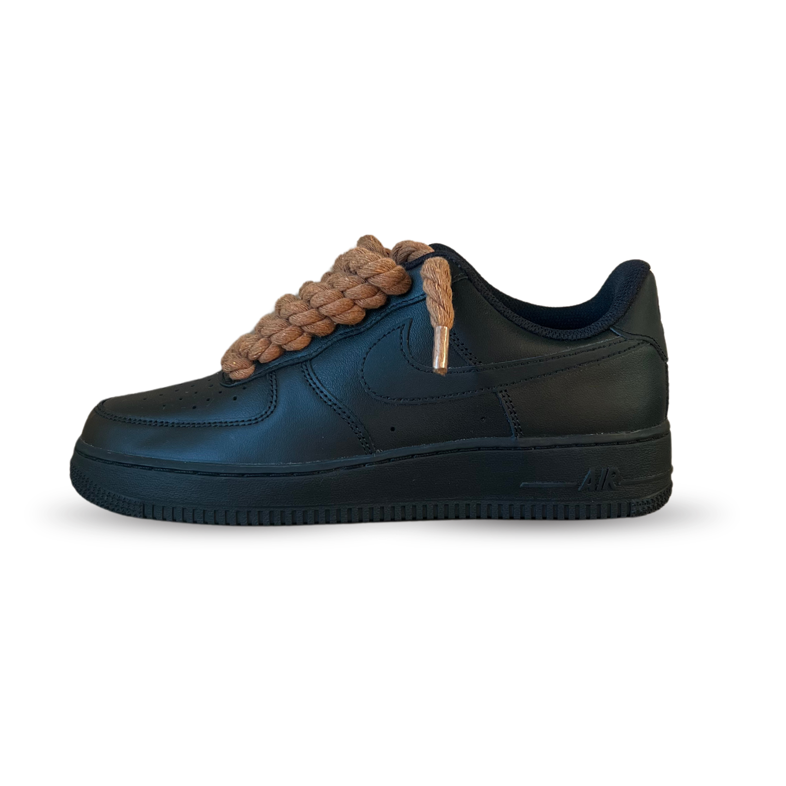 Nike Air Force 1 Black Rope Lace Brown Oldalnézet