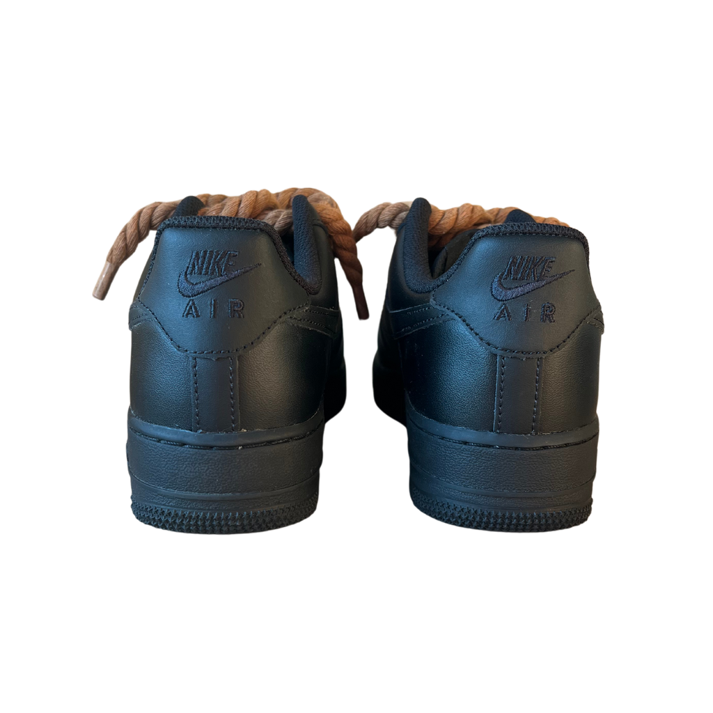 Nike Air Force 1 Black Rope Lace Brown Hátulnézet