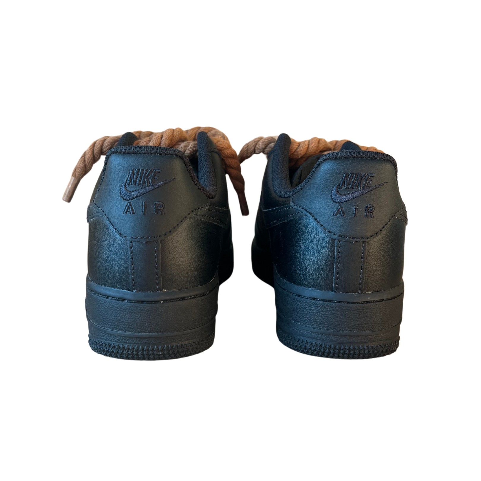 Nike Air Force 1 Black Rope Lace Brown Hátulnézet