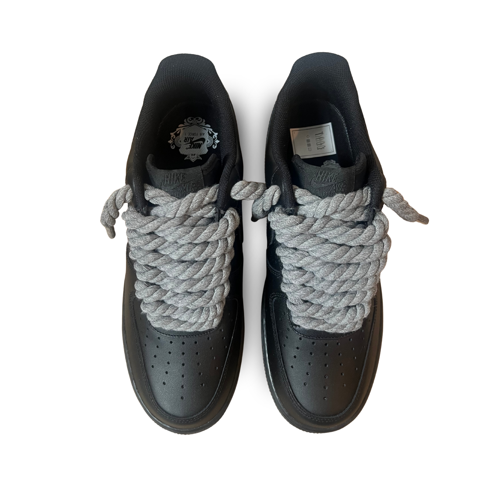 Nike Air Force 1 Black Rope Lace Dark Grey Felülnézet