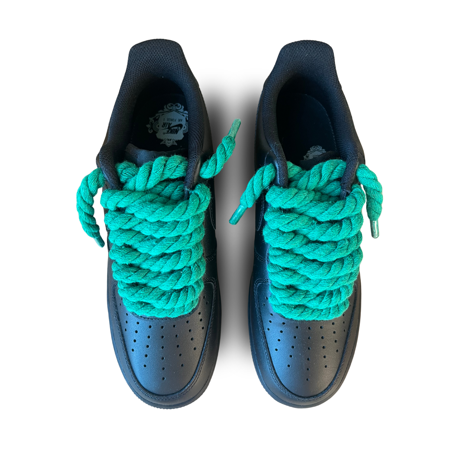 Nike Air Force 1 Black Rope Lace Green Felülnézet