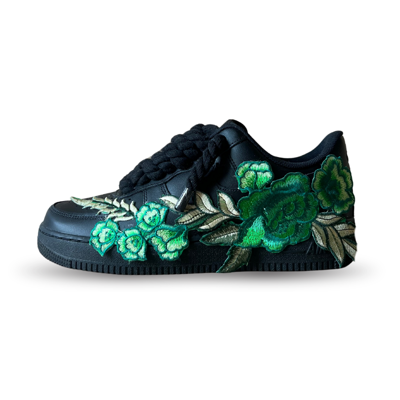 Nike Air Force 1 Black Rope Lace Green Rose Oldalnézet