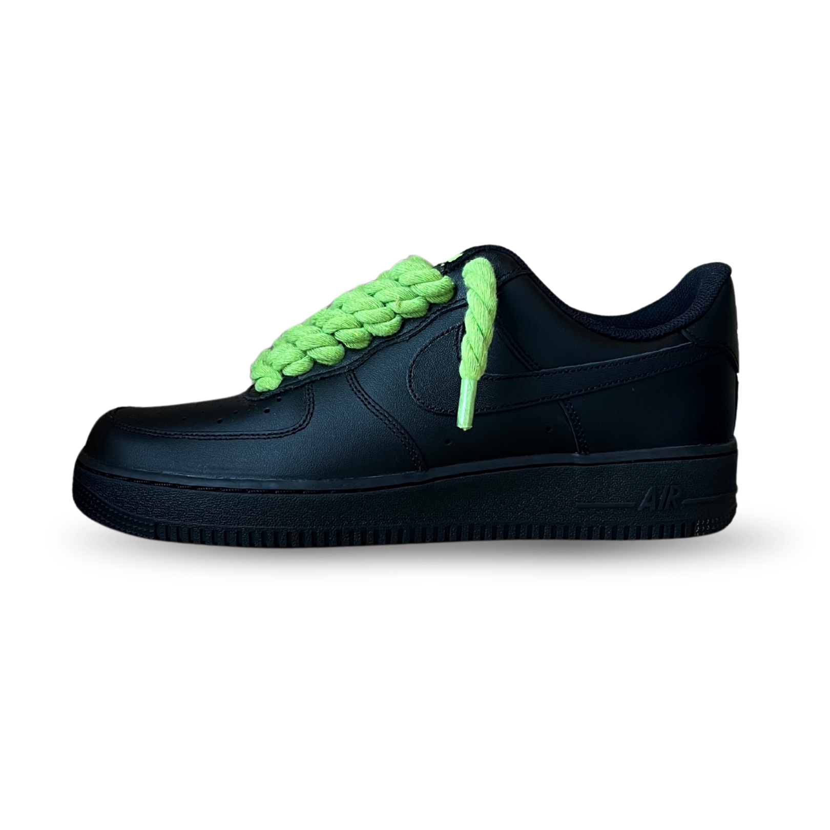 Nike Air Force 1 Black Rope Lace Neon oldalnézet