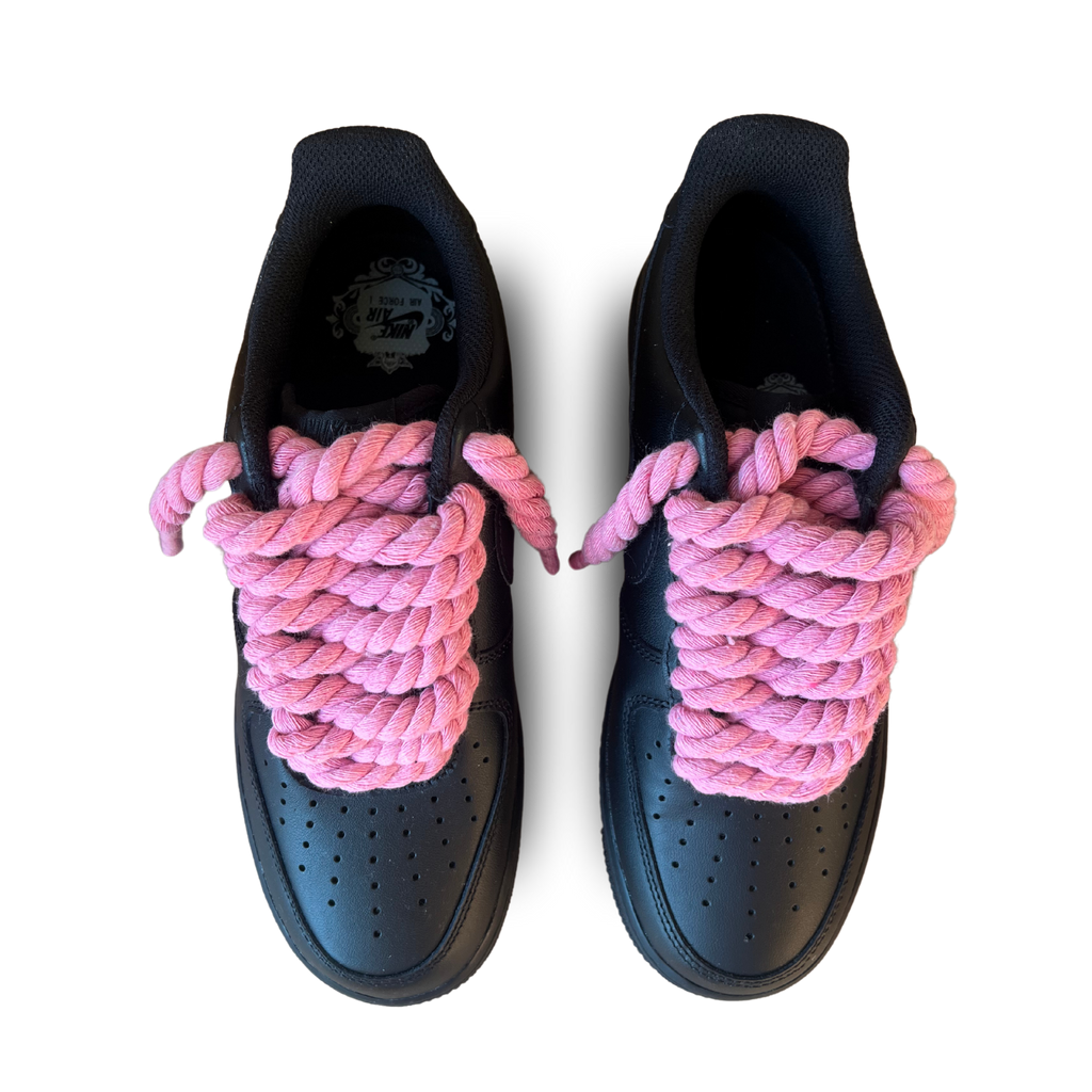 Nike Air Force 1 Black Rope Lace Pink Felülnézet