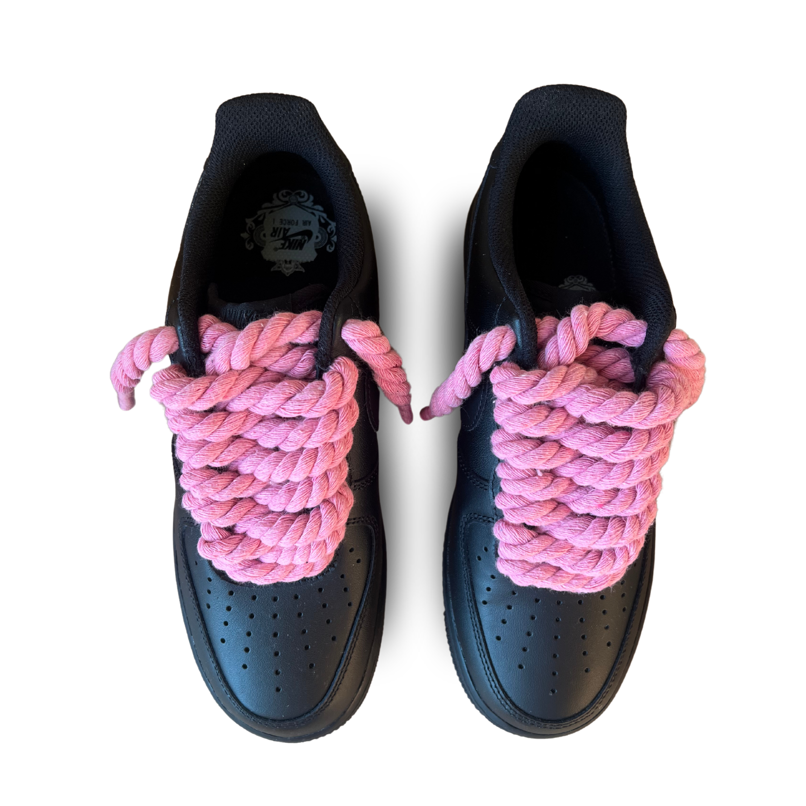 Nike Air Force 1 Black Rope Lace Pink Felülnézet