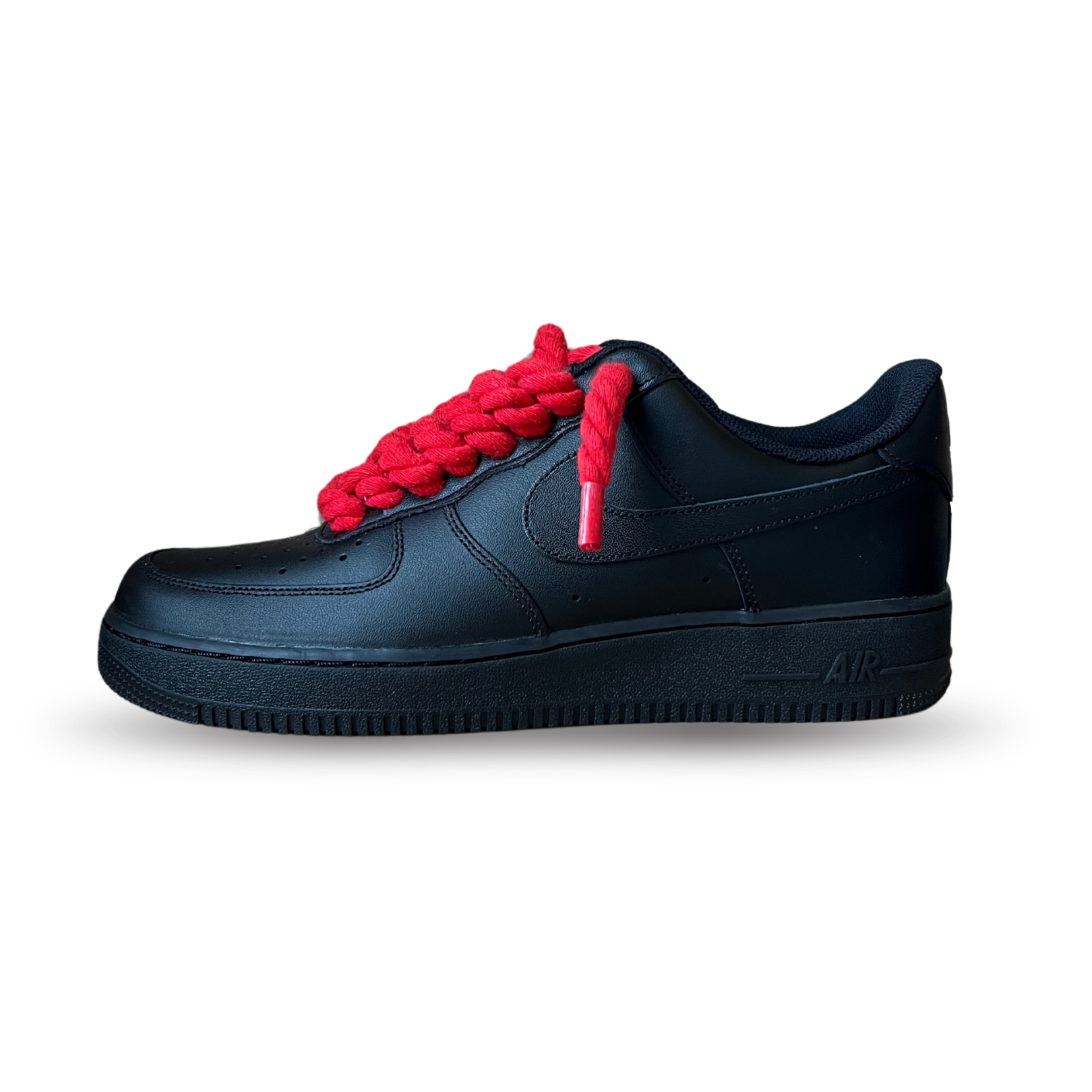 Nike Air Force 1 Black Rope Lace Red Oldalnézet