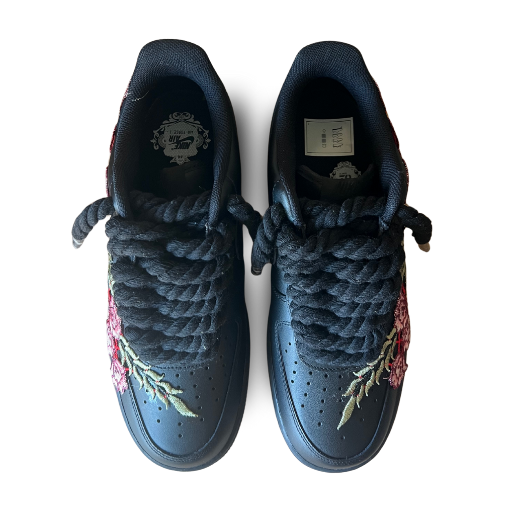 Nike Air Force 1 Black Rope Lace Rose Felülnézet