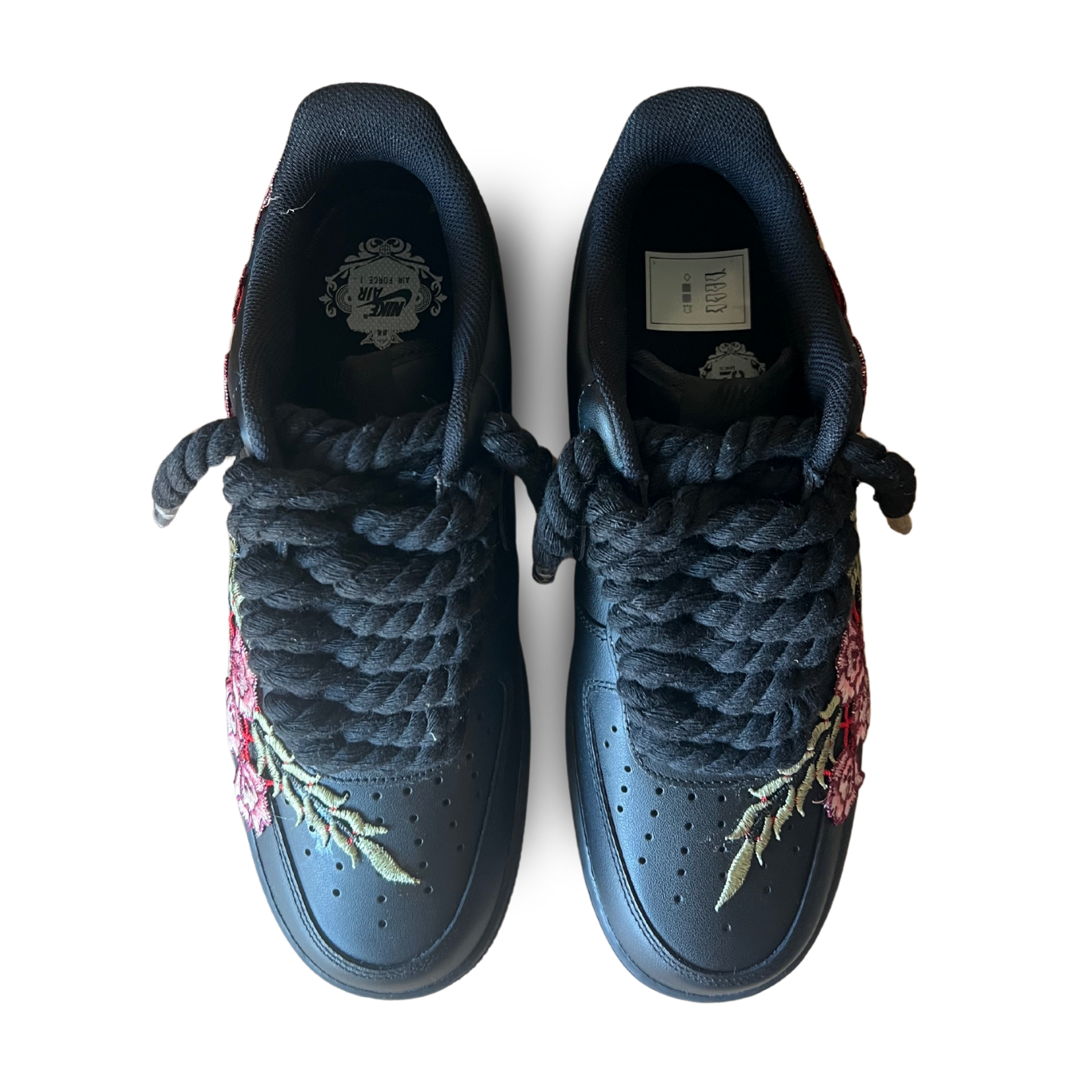 Nike Air Force 1 Black Rope Lace Rose Felülnézet