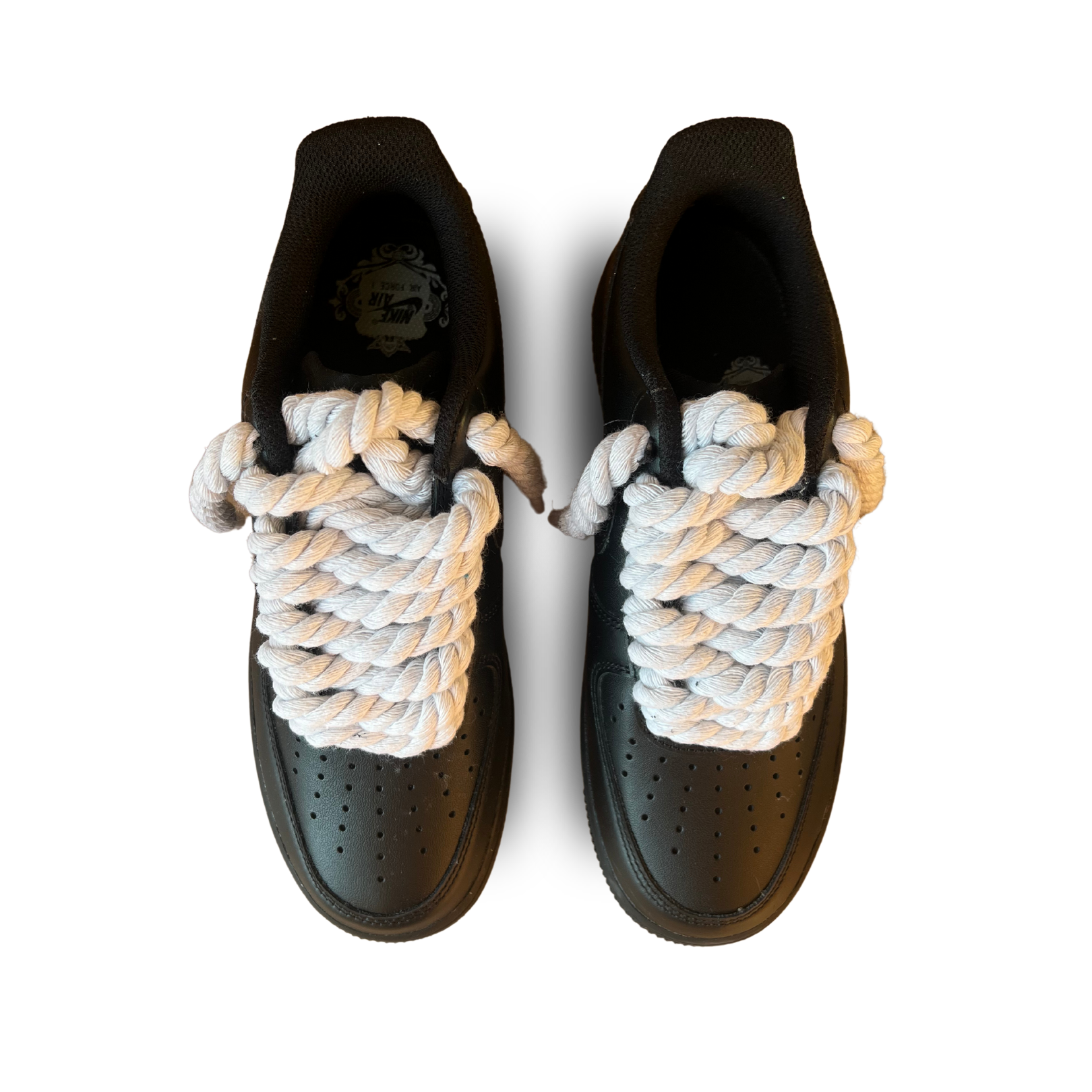 Nike Air Force 1 Black Rope Lace White Feülnézet