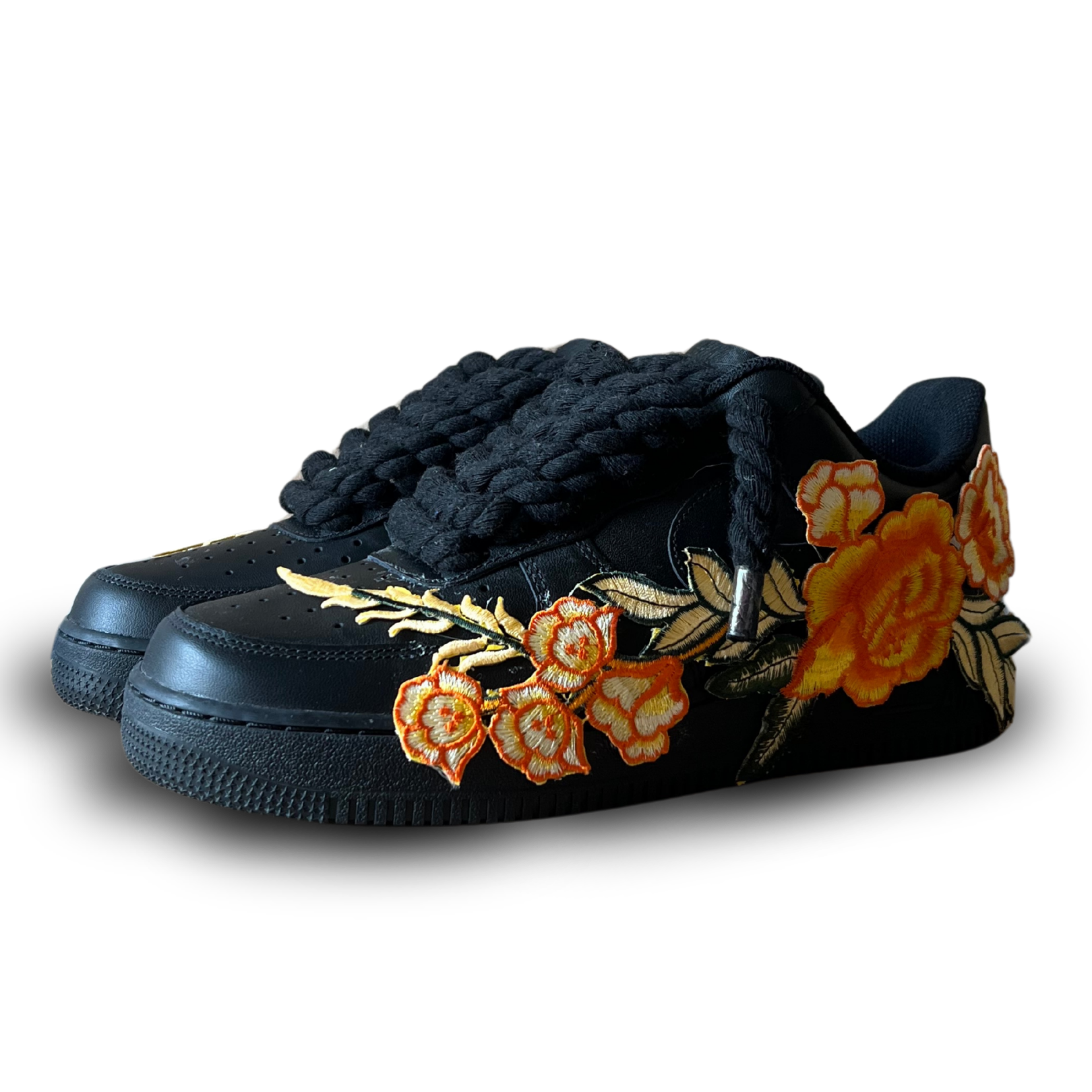 Nike Air Force 1 Black Rope Lace Yellow Rose Csanadsoles