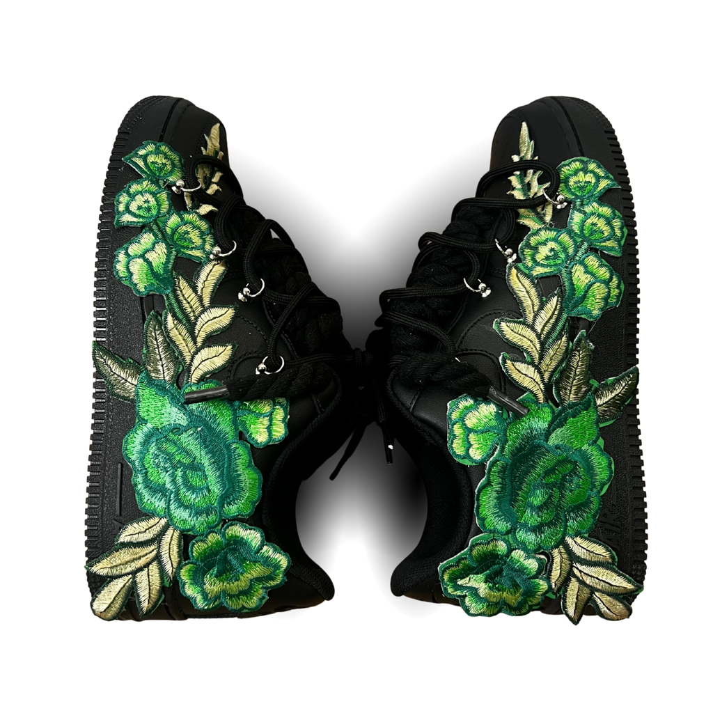 Nike Air Force 1 Black Rose Green Laced Up Rózsanézet