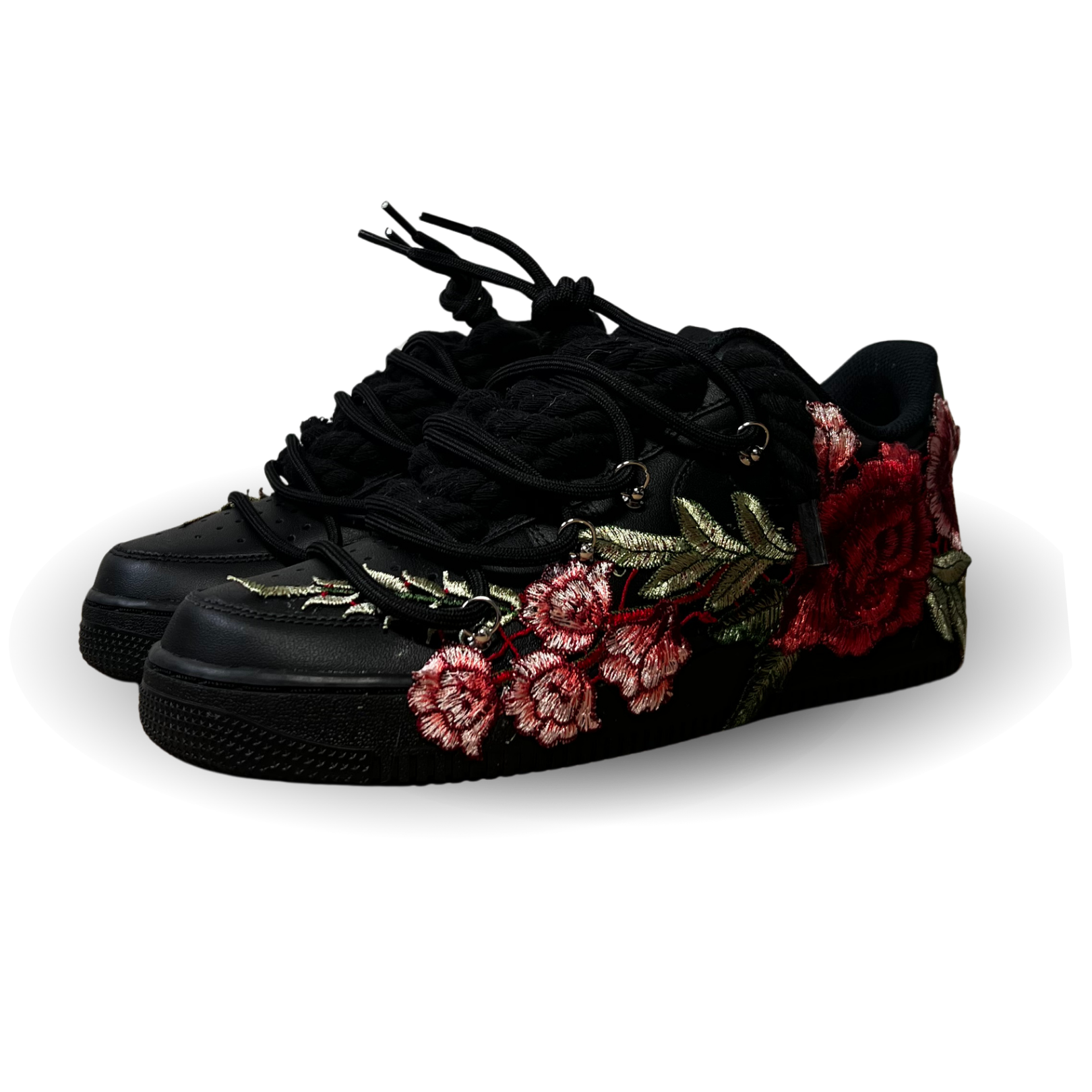 Nike Air Force 1 Black Rose Red Laced Up Csanadsoles