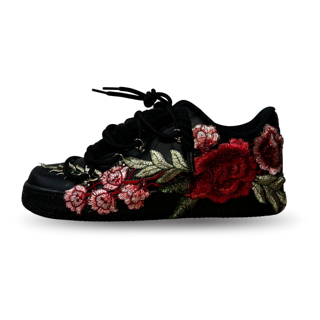 Nike Air Force 1 Black Rose Red Laced Up Oldalnézet