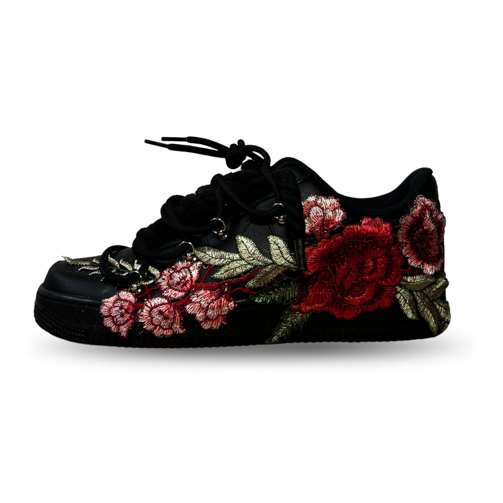 Nike Air Force 1 Black Rose Red Laced Up Oldalnézet