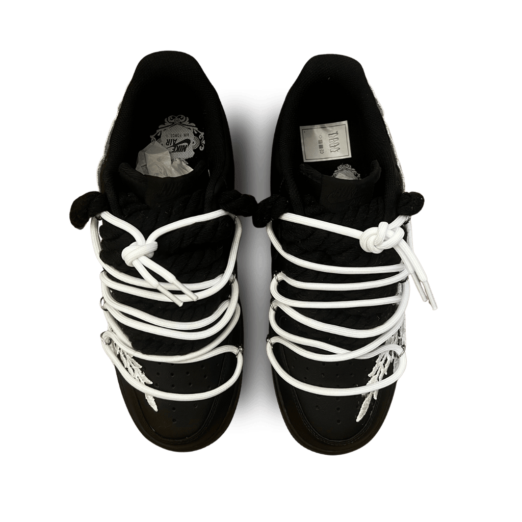 Nike Air Force 1 Black Rose White Laced Up Felülnézet