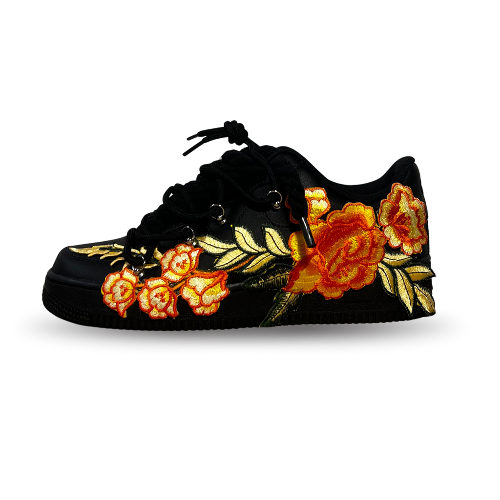 Nike Air Force 1 Black Rose Yellow Laced Up Oldalnézet