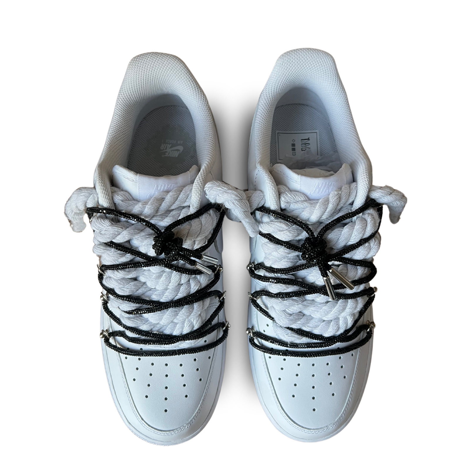 Nike Air Force 1 Diamond Rope Lace Black Felülnézet