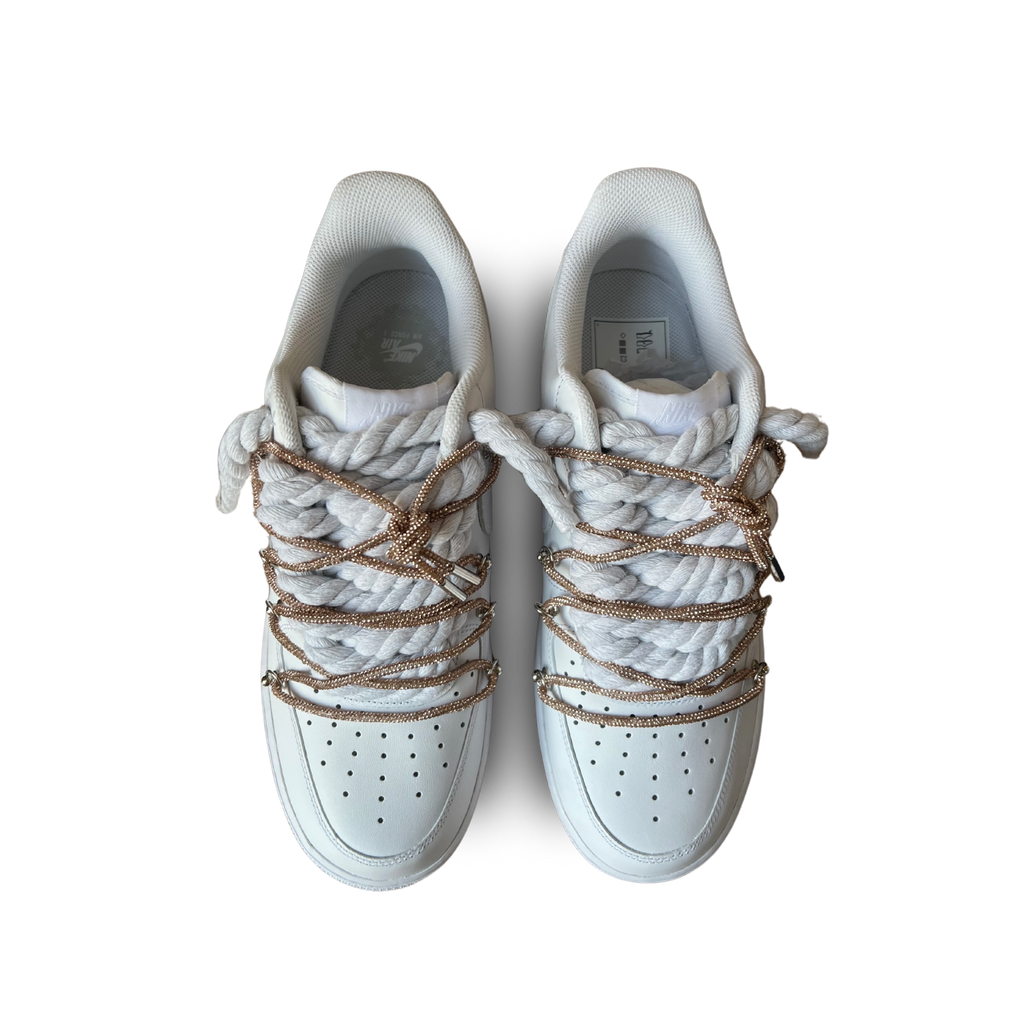 Nike Air Force 1 Diamond Rope Lace Champagne Felülnézet