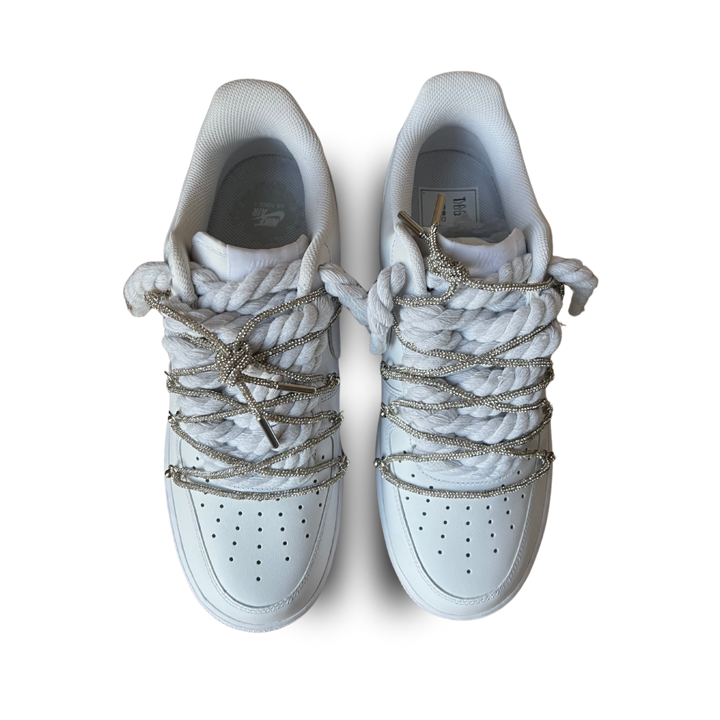 Nike Air Force 1 Diamond Rope Lace White Felülnézet