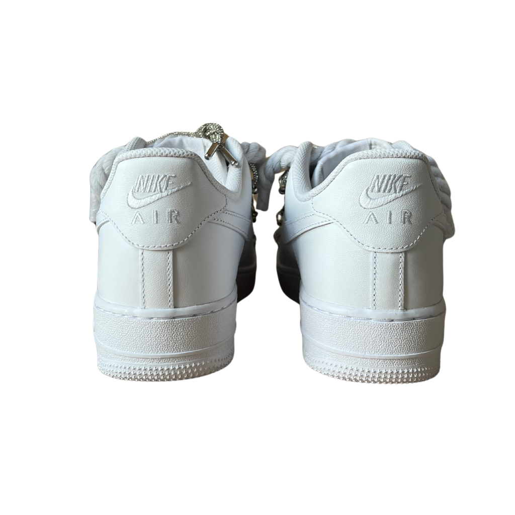 Nike Air Force 1 Diamond Rope Lace White Hátulnézet
