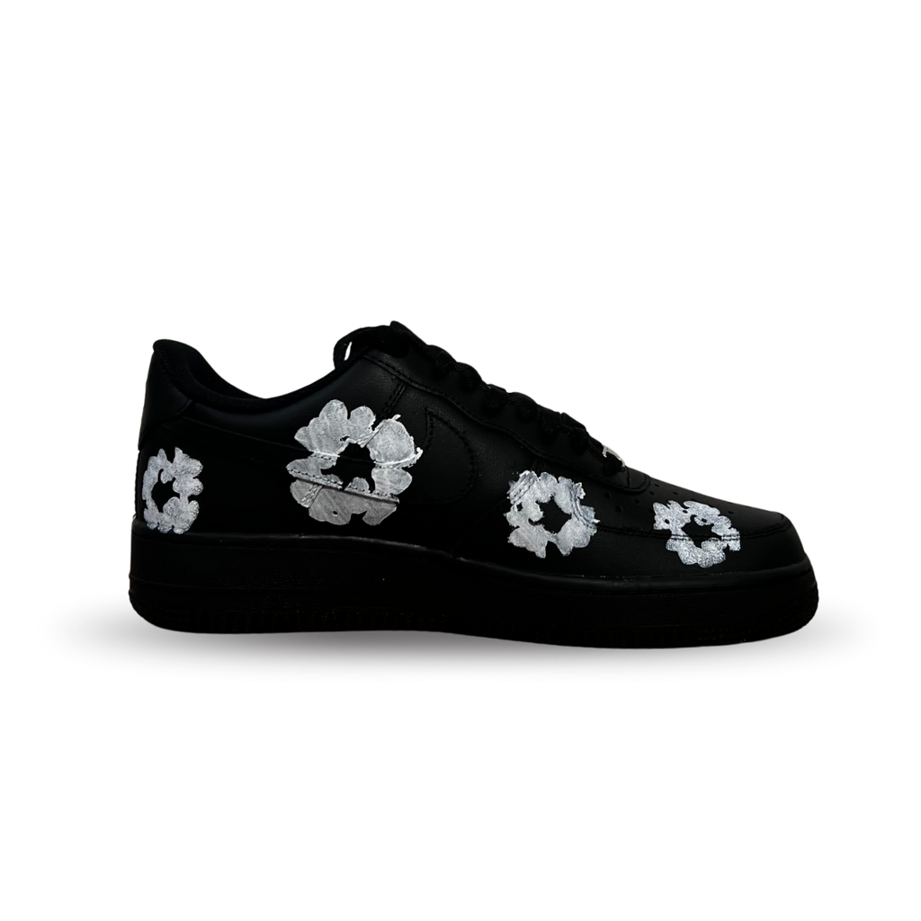Nike Air Force 1 Low Black Denim Tears Custom Belső oldalnézet