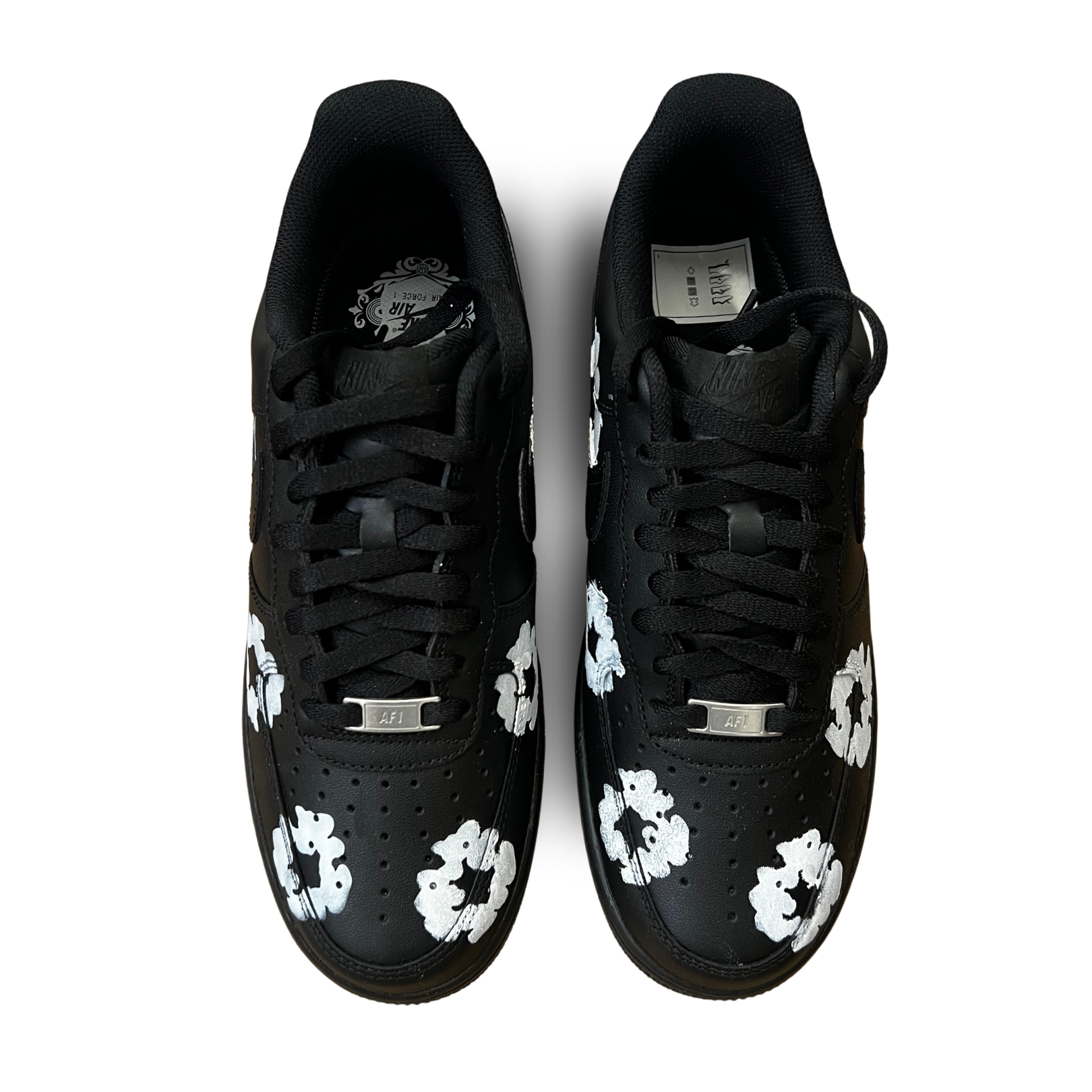 Nike Air Force 1 Low Black Denim Tears Custom Felülnézet
