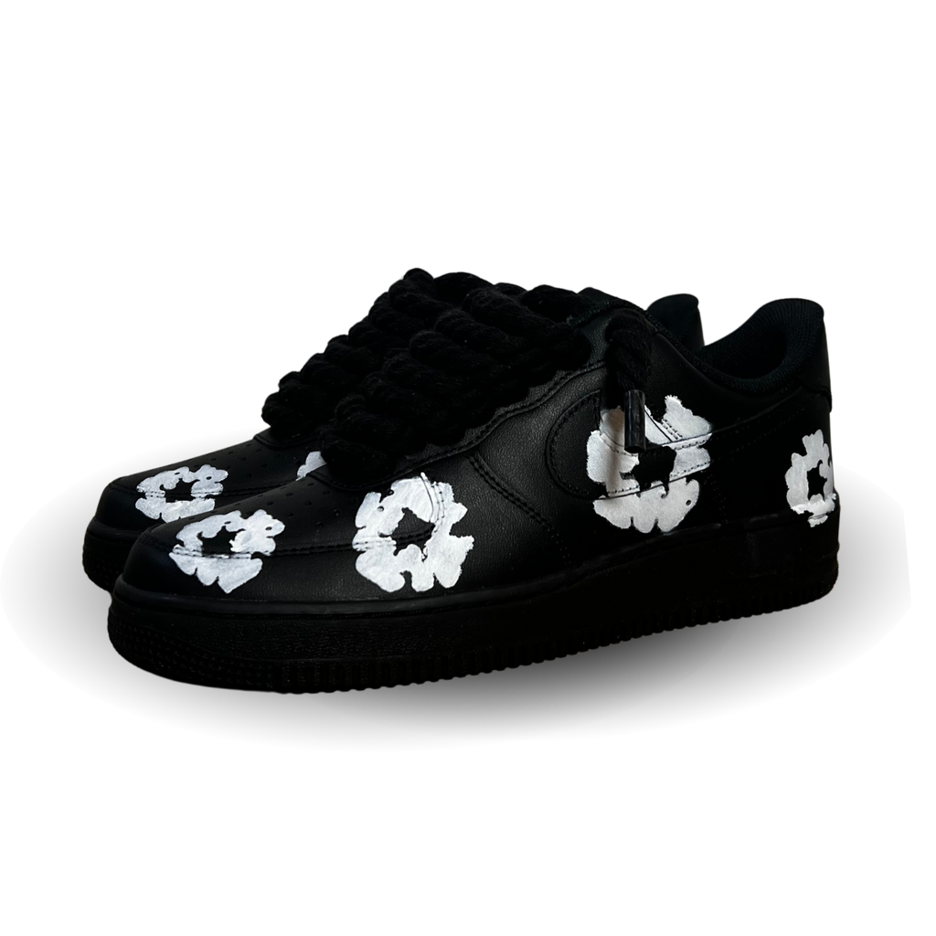 Nike Air Force 1 Low Black Denim Tears Custom Rope Lace Csanadsoles