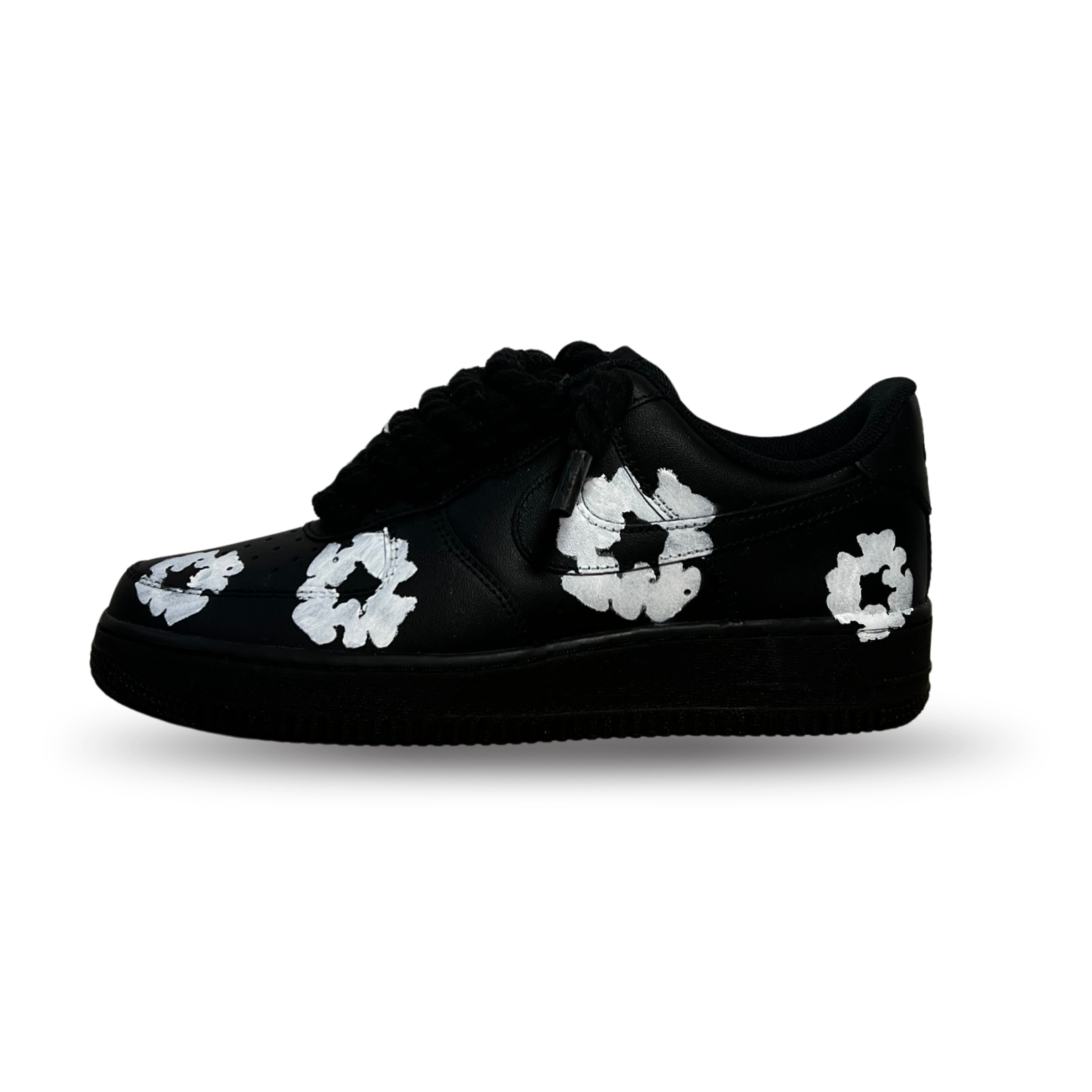 Nike Air Force 1 Low Black Denim Tears Custom Rope Lace Oldalnézet