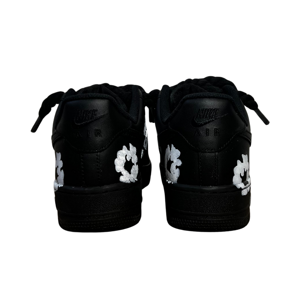 Nike Air Force 1 Low Black Denim Tears Custom Rope Lace Hátulnézet