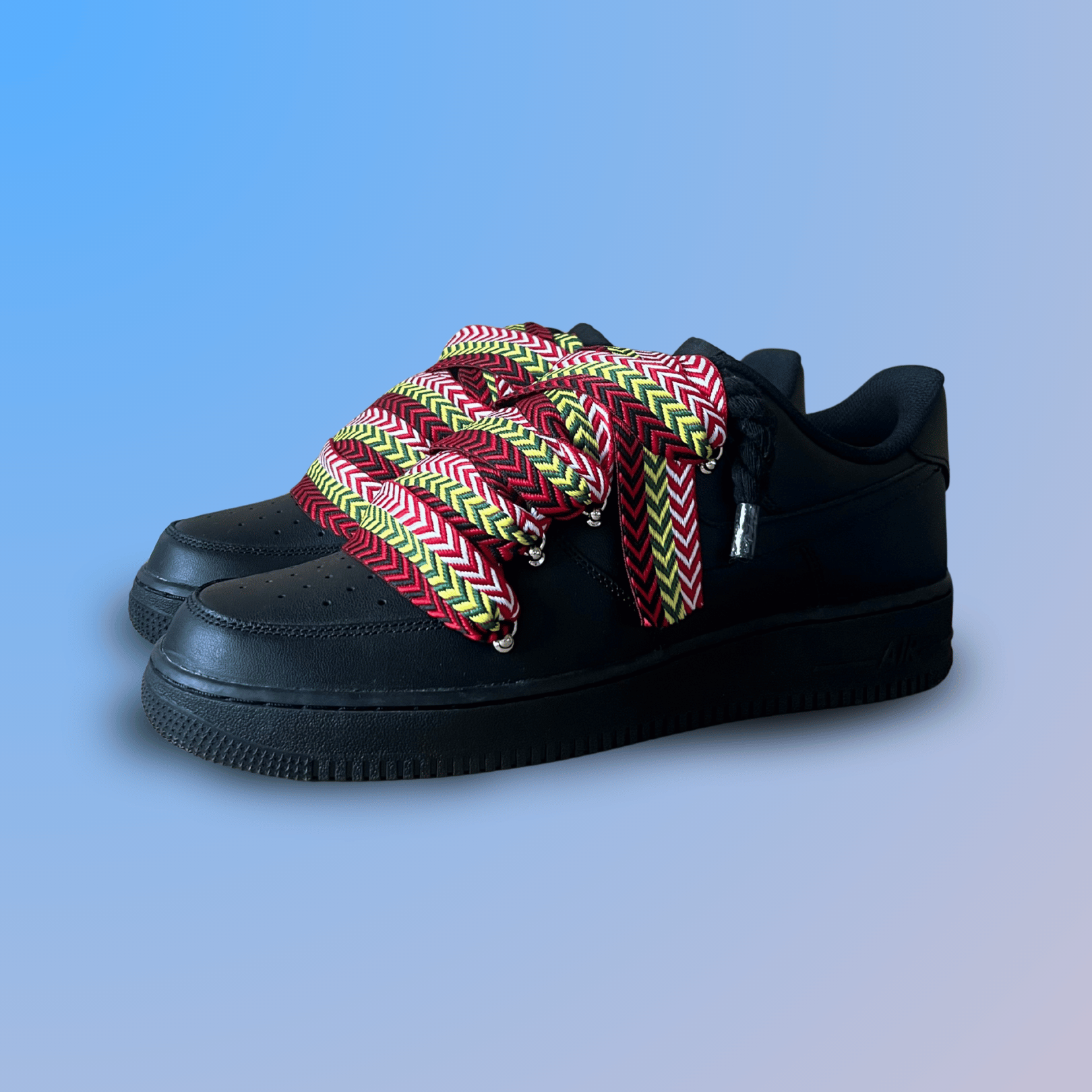 Nike Air Force 1 Black Lanvin Rope Lace Red Yellow